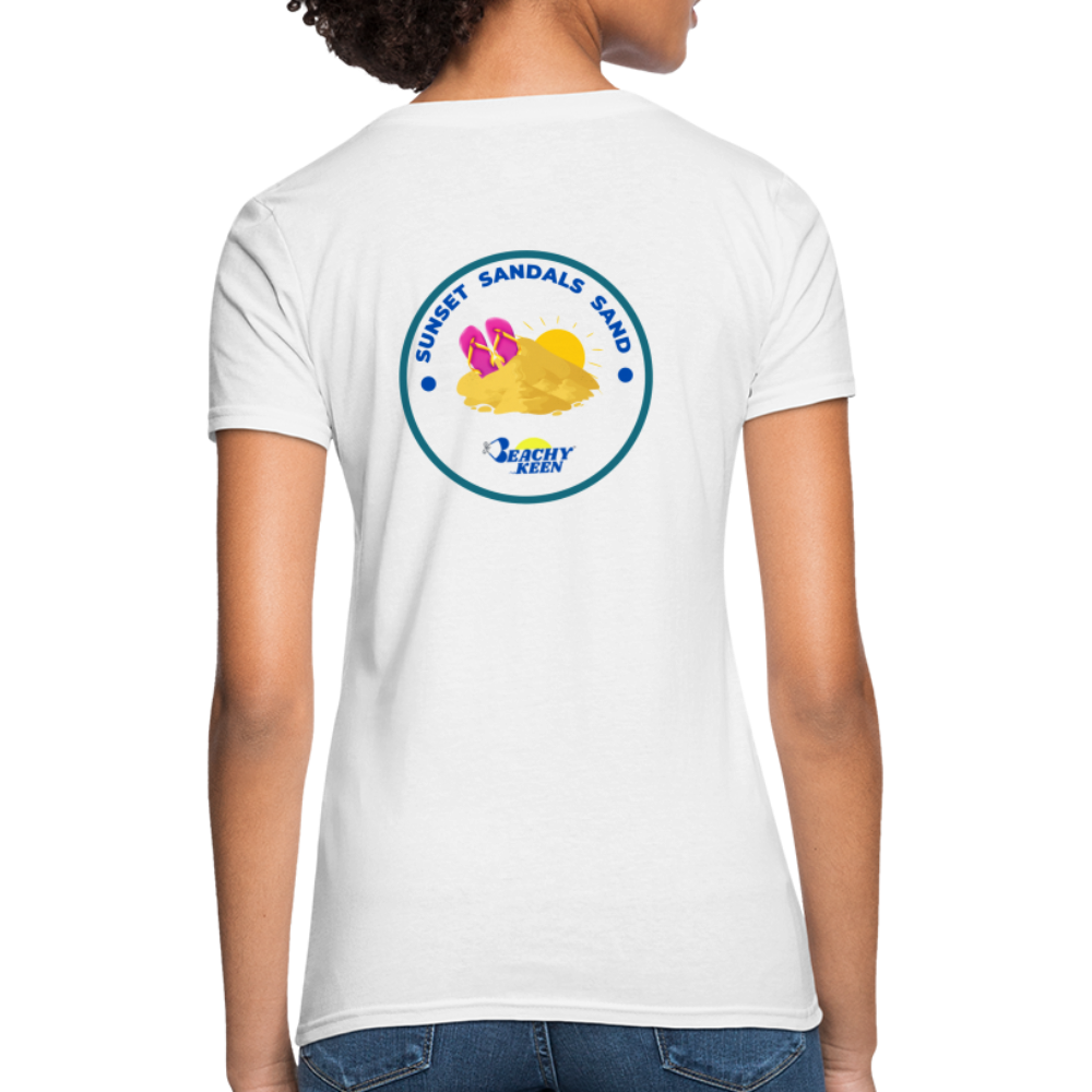 Sunsets Sandals and Sand Women's T-Shirt - white