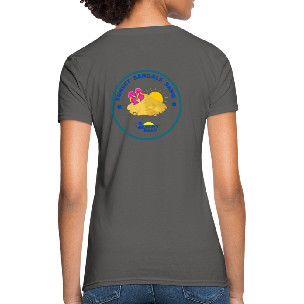Sunsets Sandals and Sand Women's T-Shirt - charcoal