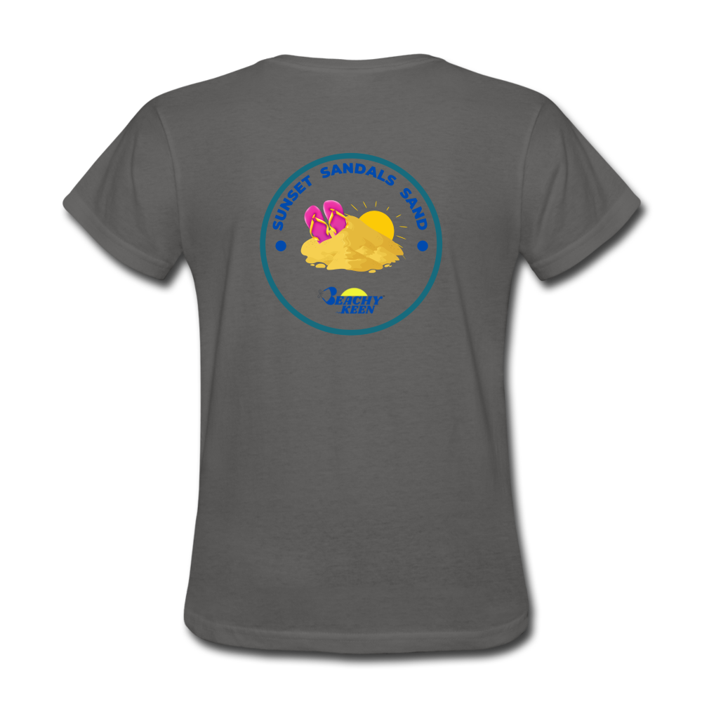Sunsets Sandals and Sand Women's T-Shirt - charcoal