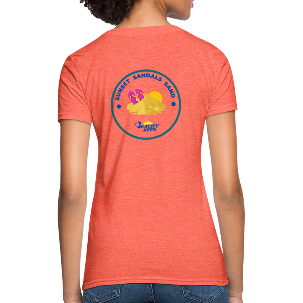 Sunsets Sandals and Sand Women's T-Shirt - heather coral