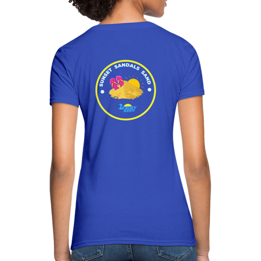 Sunsets Sandals and Sand Women's T-Shirt - royal blue
