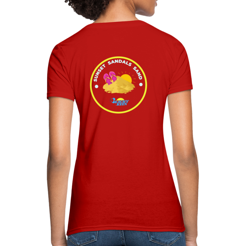Sunsets Sandals and Sand Women's T-Shirt - red