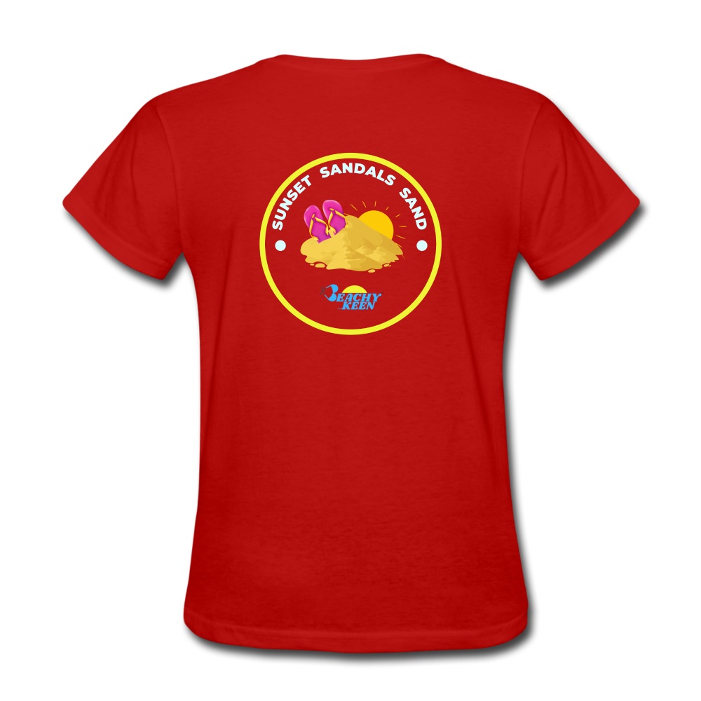 Sunsets Sandals and Sand Women's T-Shirt - red
