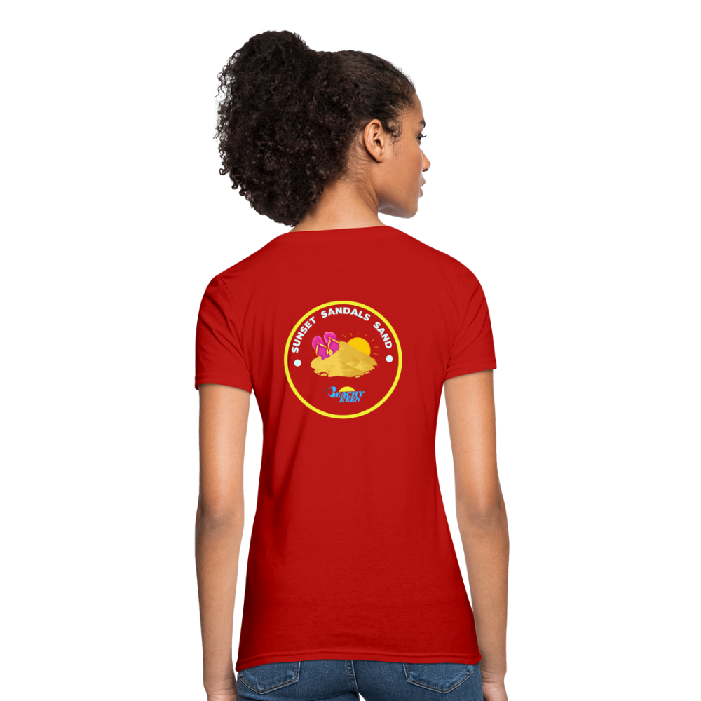 Sunsets Sandals and Sand Women's T-Shirt - red