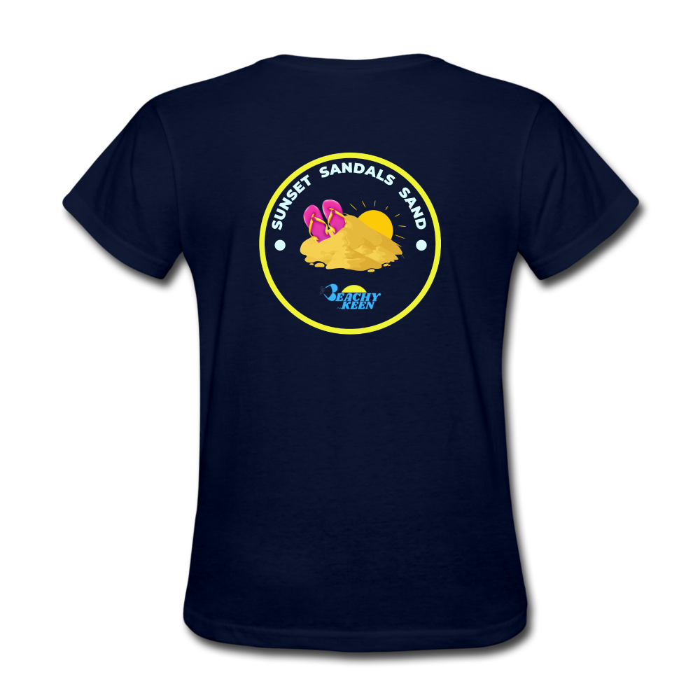 Sunsets Sandals and Sand Women's T-Shirt - navy