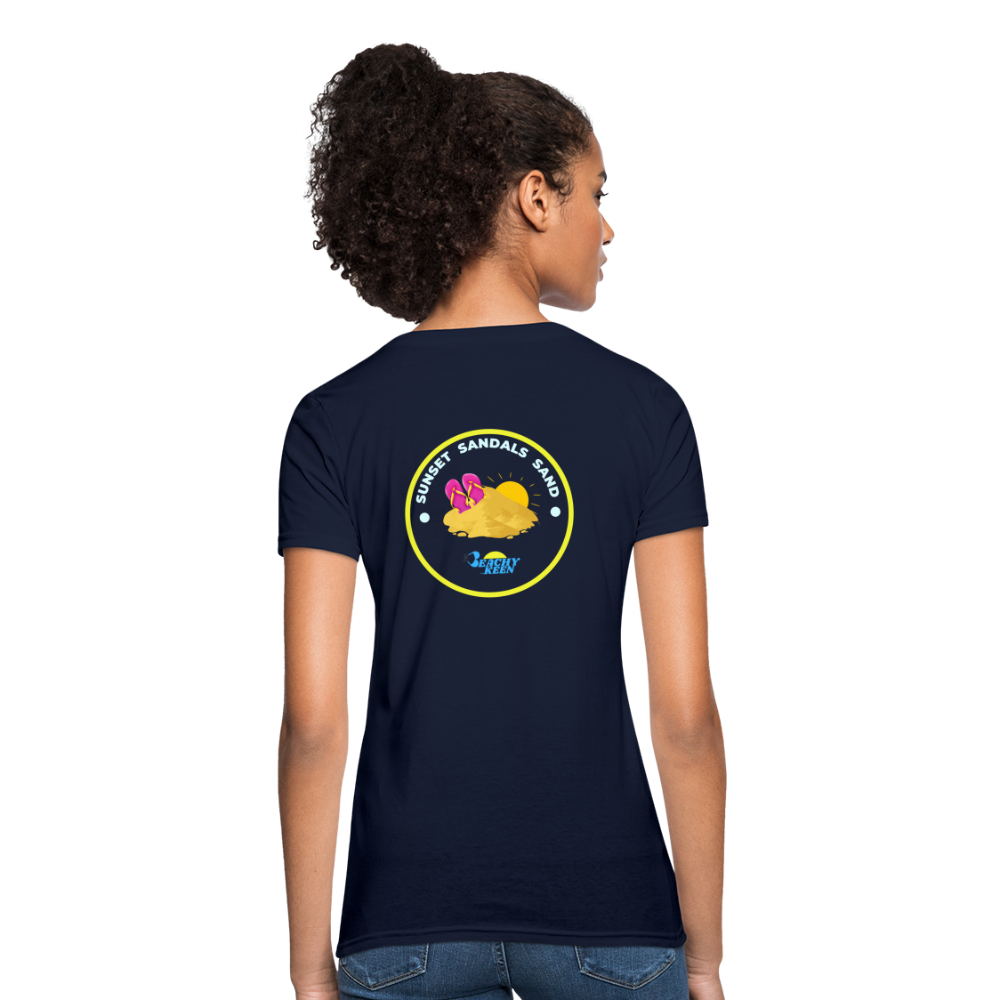 Sunsets Sandals and Sand Women's T-Shirt - navy