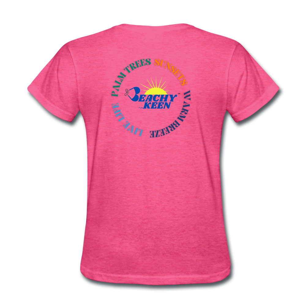 Palm Trees Sunsets and Warm Breeze Women's T-Shirt - heather pink