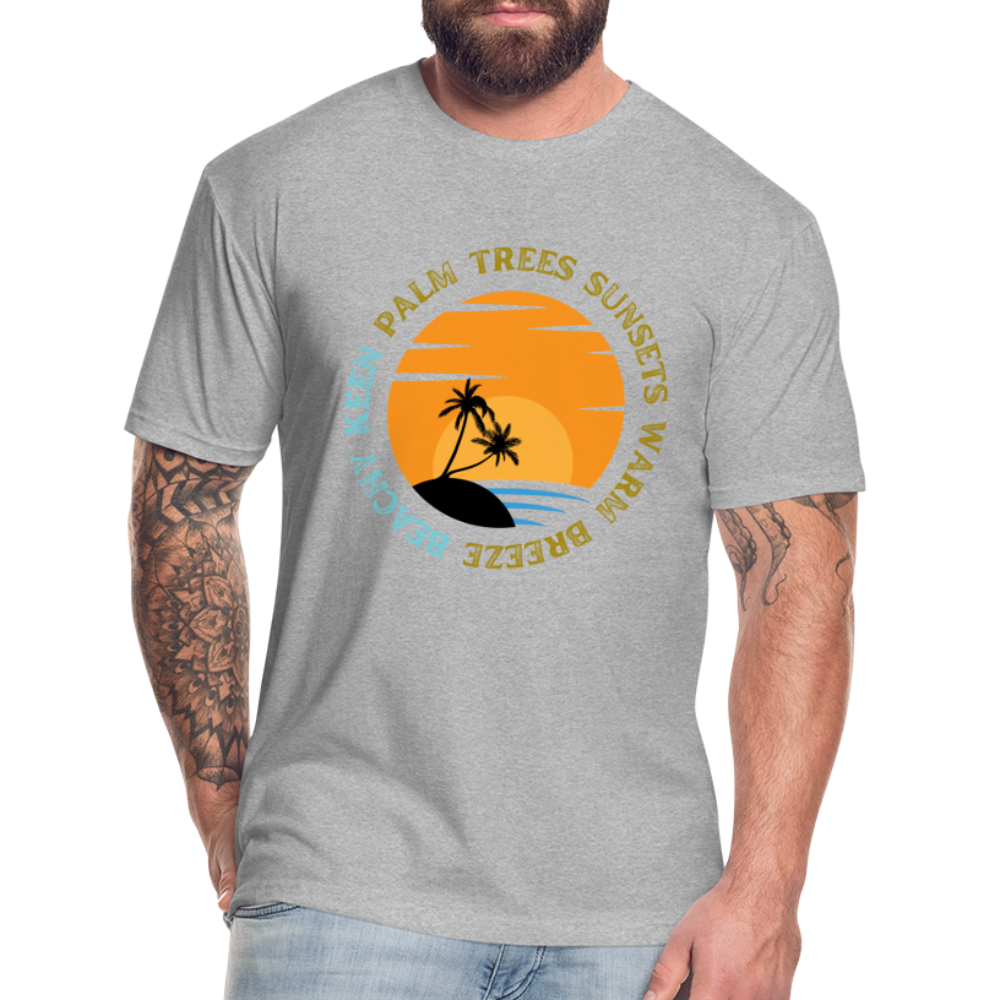 Beachy Keen Palm Trees and Warm Breeze T by Next Level - heather gray