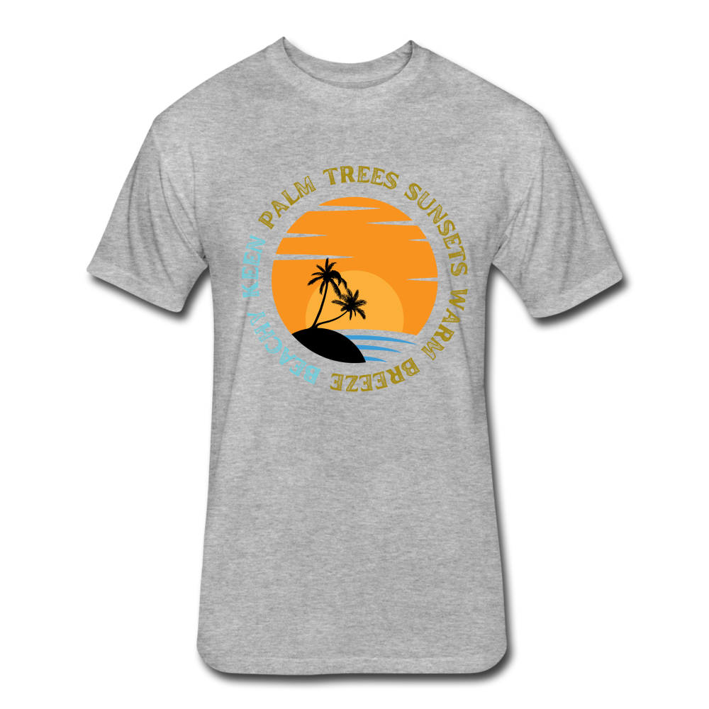 Beachy Keen Palm Trees and Warm Breeze T by Next Level - heather gray