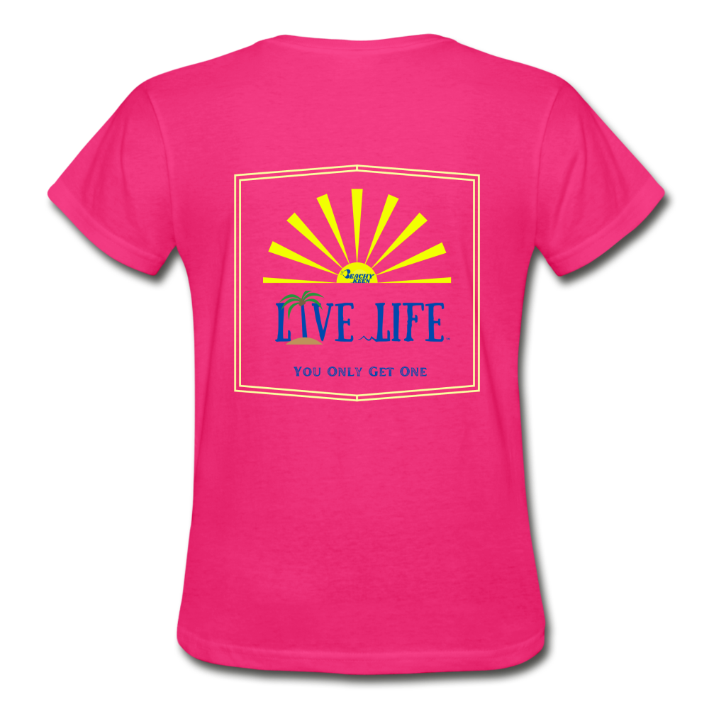 Live Life Sunburst Ultra Cotton Ladies T-Shirt - fuchsia