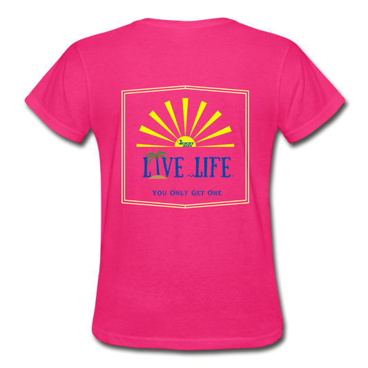 Live Life Sunburst Ultra Cotton Ladies T-Shirt - fuchsia