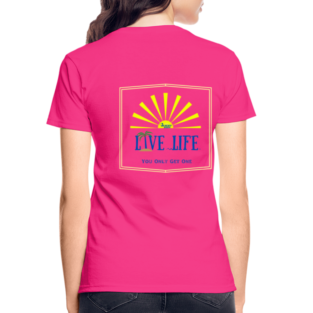Live Life Sunburst Ultra Cotton Ladies T-Shirt - fuchsia