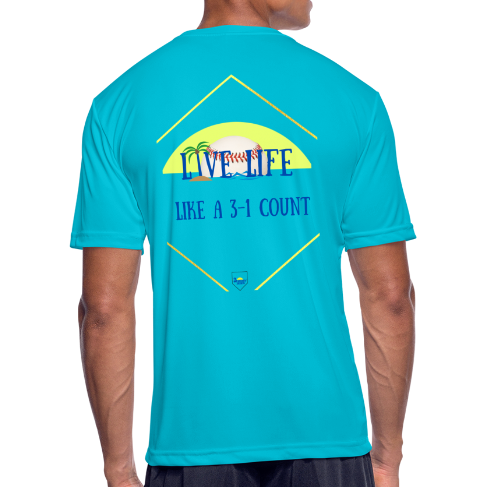 Men's Live Life Like a 3-1 count Moisture Wicking Performance T-Shirt - turquoise