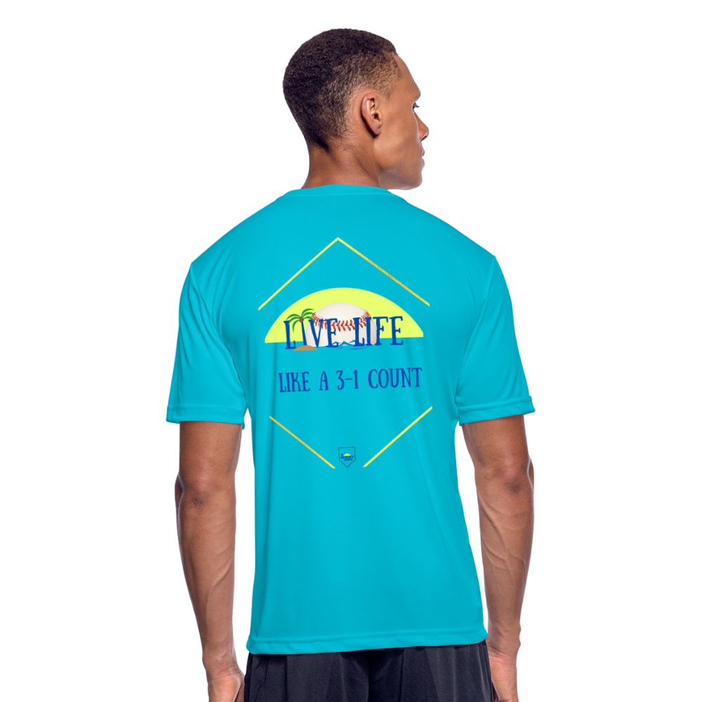 Men's Live Life Like a 3-1 count Moisture Wicking Performance T-Shirt - turquoise