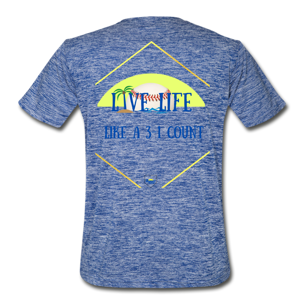 Men's Live Life Like a 3-1 count Moisture Wicking Performance T-Shirt - heather blue