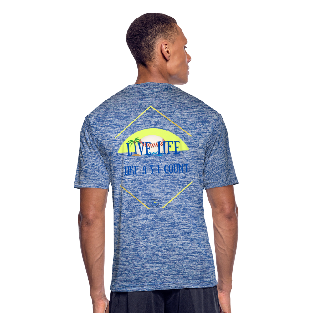 Men's Live Life Like a 3-1 count Moisture Wicking Performance T-Shirt - heather blue