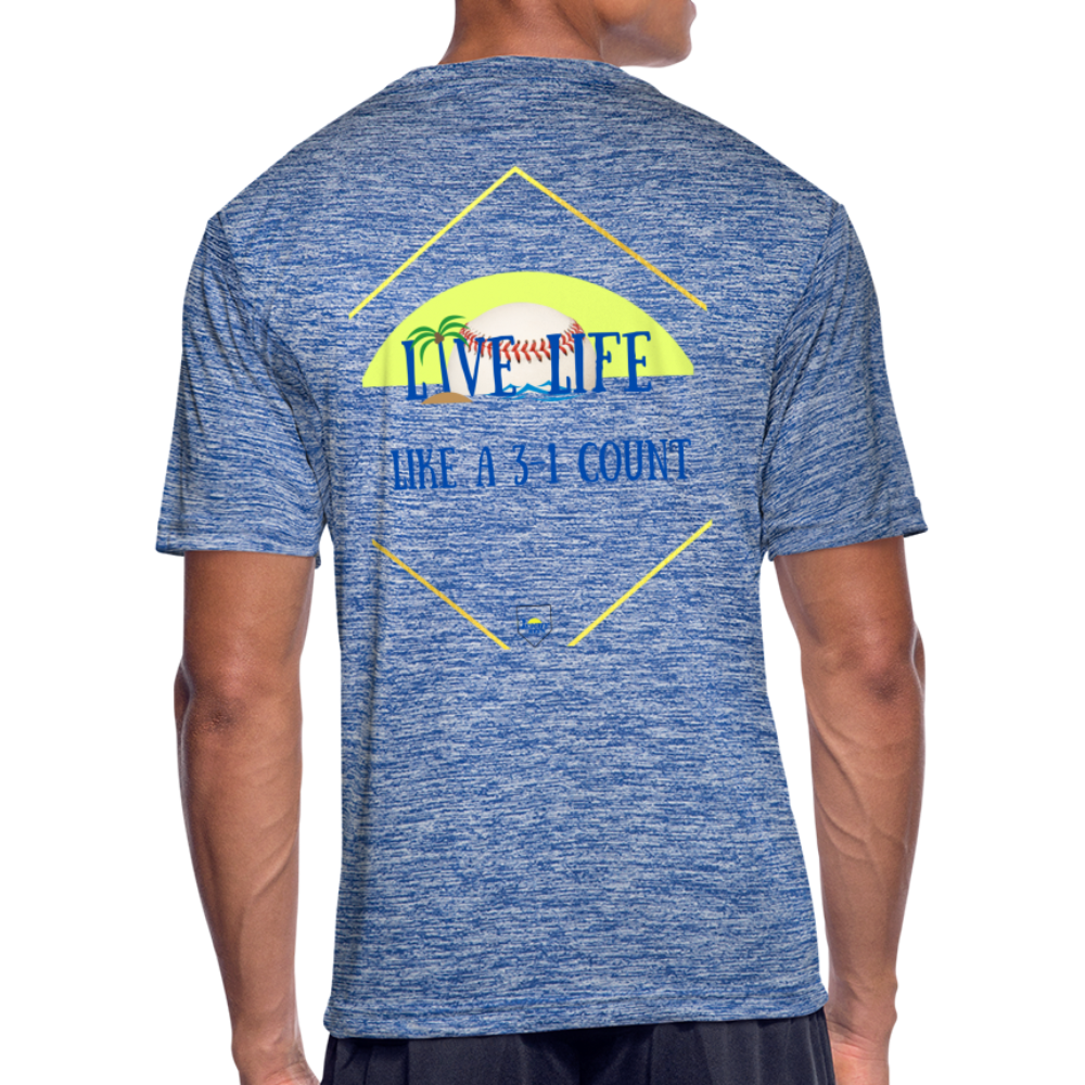 Men's Live Life Like a 3-1 count Moisture Wicking Performance T-Shirt - heather blue