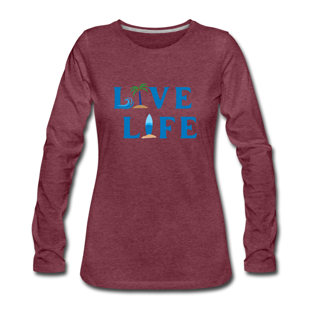 Women's Premium Long Sleeve T-Shirt - heather burgundy