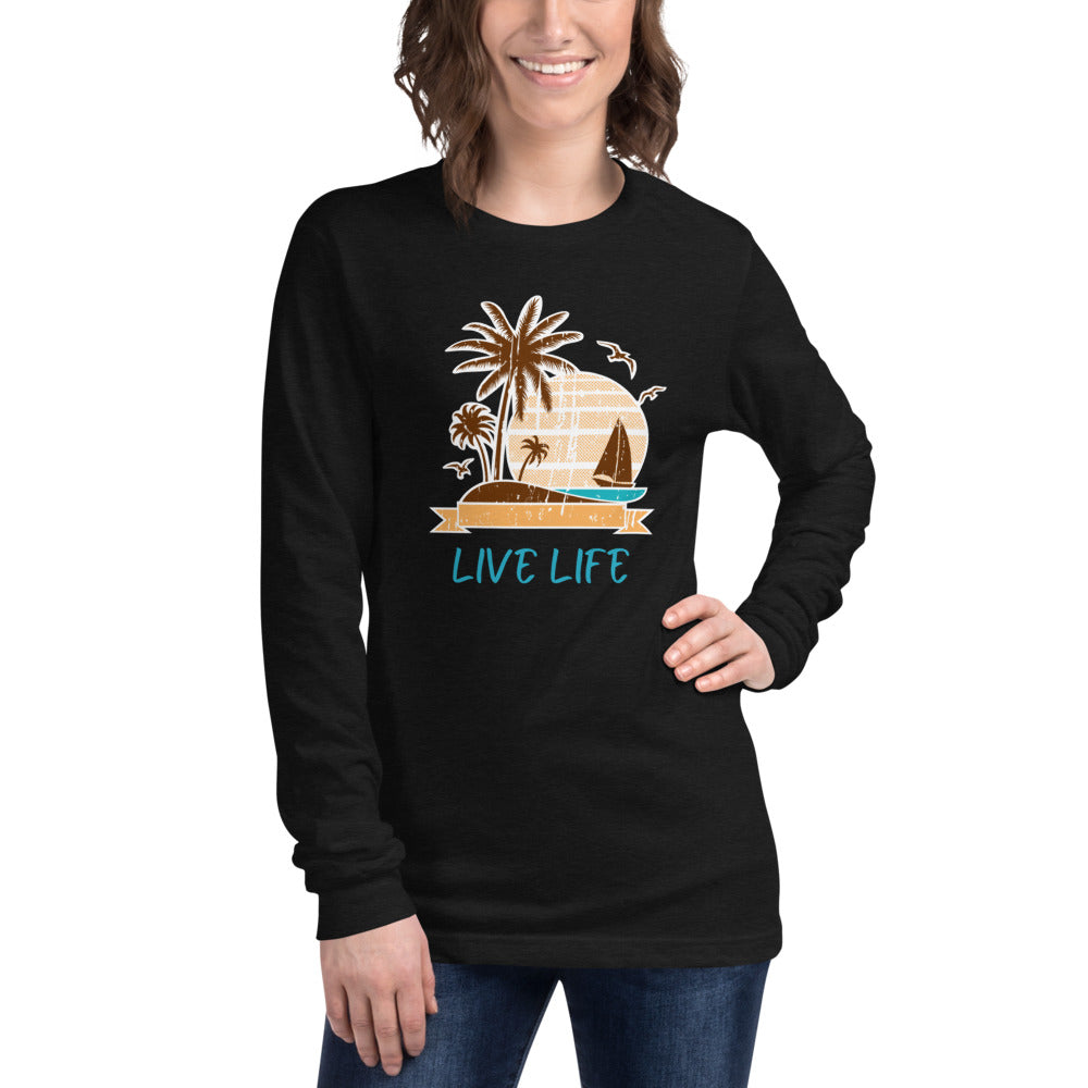 Beachy Keen Sunsets and Sails Bella and Canvas Long Sleeve Shirt
