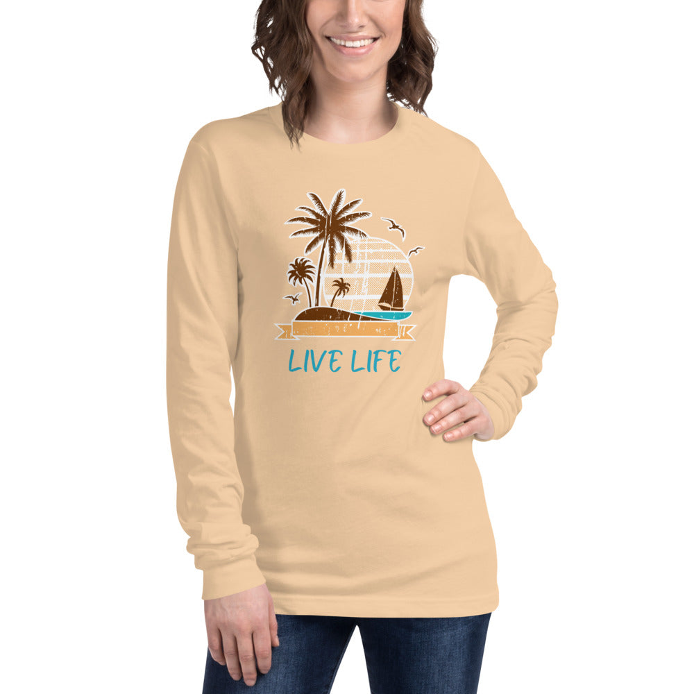 Beachy Keen Sunsets and Sails Bella and Canvas Long Sleeve Shirt